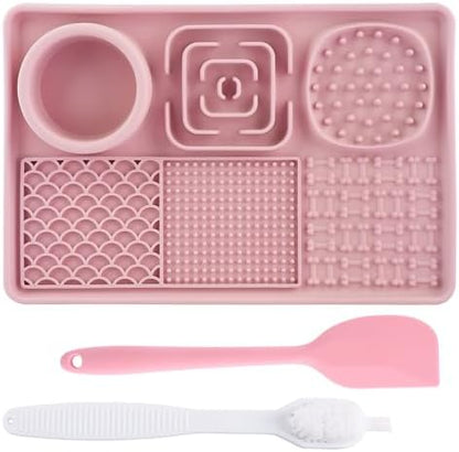 Lick Mat for Dogs, Slow Feeder Licking Mat with Suction Cups for Food and Water, Silicone Feeding Mat Perfect for Anxiety Relief Suitable for Butter Food Yogurt Peanut (Pink) by Petration