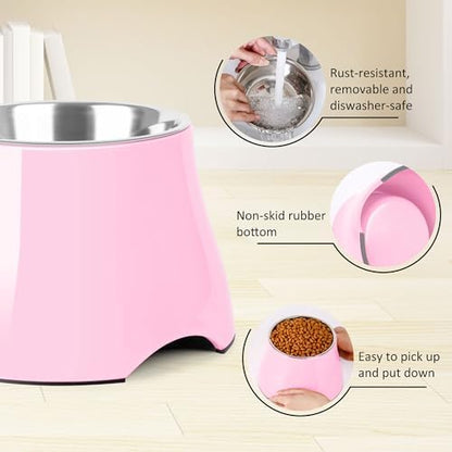 Dog Bowls,Cone Friendly Non Slip Single Dog Bowl with Stainless Steel Inner, Raised Bowls for Small and Medium Dogs Spaniel Dogs Long Ear, High Capacity, L/3 Cups Pink - Image 4