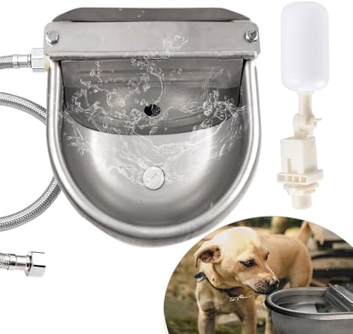 Automatic Dog Water Dispenser Large Size Dog Water Bowl Trough Stainless-Steel Outdoor Pet Waterer Feeder for Poultry, Goat, Small Livestock by AKUATUZ