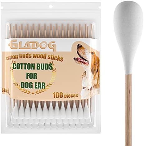 GLADOG 6 Inch Professional Large Cotton Buds for Dogs, Specially Designed Dog Cotton Buds with Wood Handle, Large Means Safe by GLADOG