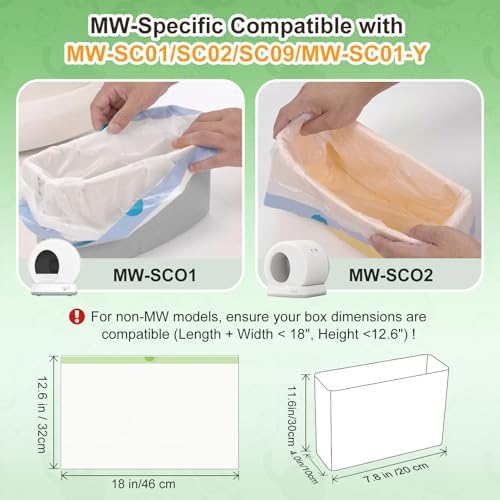 80 Count 18" x 12.6" Cat Litter Box Liners, Compatible with Meo Want MW-SC01/SC02/SC09/ SC01-Y, Thick Heavy Duty Drawstring Cat Litter Bags, Replaced Trash Bags for Self-Cleaning Cat Litter Box - Image 6