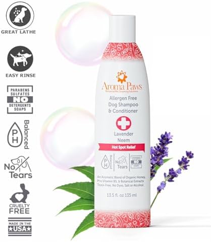 Dog Shampoo and Conditioner - Tearless Shampoo for Cleansing, Grooming, and Conditioning - Hot Spot Treatment Shampoo for Dogs and Puppies - Lavender and Neem 13.5 oz - Image 2