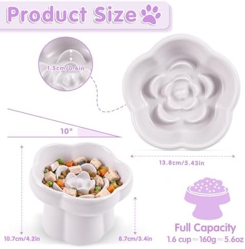 Cat Slow Feeder Bowl Set,1 Pcs Pastel Series Cat Plate for Dry and Wet Food - Image 2
