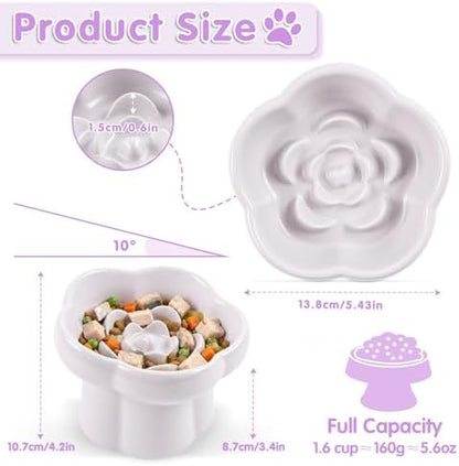 Cat Slow Feeder Bowl Set,1 Pcs Pastel Series Cat Plate for Dry and Wet Food - Image 2