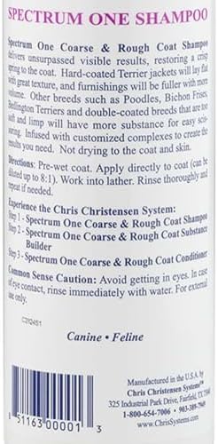 Chris Christensen Spectrum One Dog Shampoo, Coarse and Rough Coat, Groom Like a Professional, Maintain Crisp Texture, Will Not Dry Out Coat or Skin, Made in The USA, 16 oz - Image 4