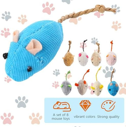 Mozeat Lens 8 Pack Toy Mice for Cats Cat Mice Toys Interactive Toy Cats Mouse Plush Cat Toys Catnip Toy Biting Toys for Cats Mouse Shaped Toy for Indoor Cats Realistic Design 8 Color - Image 3