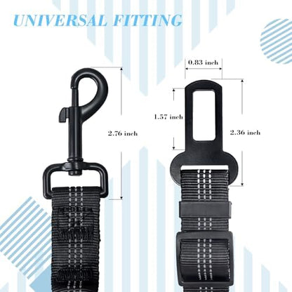 2 Pack Dog Seat Belt Adjustable Dog Car Seatbelts for Vehicle Nylon Pet Safety Seat Belt with Elastic Bungee Buffer Reflective & Durable Car Harness for Dogs… (Black + Blue) - Image 2