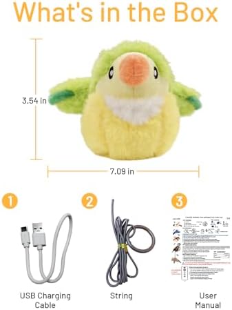 Puffluv Flapping Cat Toy,Interactive Parrot Green Flapping Bird CAN NOT Fly,Auto Chirping & Beating Wings 4 Modes, USB Charging with Catnip for Indoor Kittens Active Fun-GreenBird - Image 6