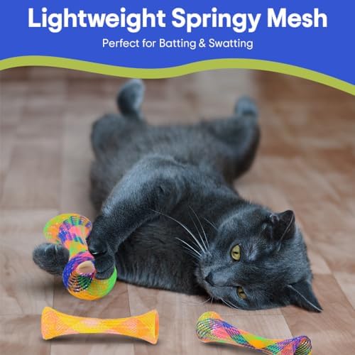 SPOT Kitty Fun Tubes Cat Toy with Catnip Inside | Bouncy Interactive Mesh Toy for Cats and Kittens to Bite, Swat and Chase | 3 Pieces - Image 5