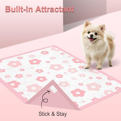 Pink Floral Dog Pee Pads, 23''x30'', 40 Count Leak-Proof Puppy Pads for Potty Training, Quick-Dry & Adhesive Tabs, Cute Flower Print for Small/Medium Dogs with Attractant - Image 6