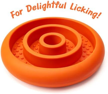 Slow Feeder Lick Mat for Dogs - Keep Them Busy - Natural Rubber Dog Frozen Treat Toys - Durable Interactive Enrichment Toys - Licking Dish for Dog De-Stressing, Orange - Image 2