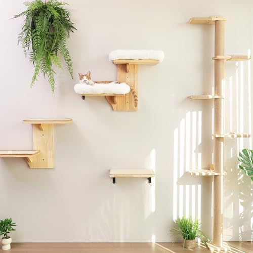 FUKUMARU Cat Wall Shelves, 2 Platform with Soft Cushion Perch - Image 5