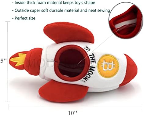 MODERN WAVE - Squeaky Plush Dog Toy Bitcoin Crypto - Interactive Hide and Seek Squirrel Type Puzzle Toy for Dogs, Small - Medium Size (Rocket and Coins) - Image 2