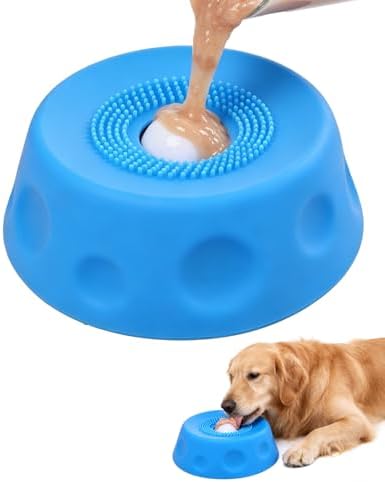 Slow Feeder Dog Bowl with Rolling Ball, Interactive Lick Bowl for Dogs & Cats, Anti-Slip Silicone Lick Mat for Liquid Treat, Wet Food, Bone Broth, Enrichment Toy for Small Medium Large Dogs by Unknown