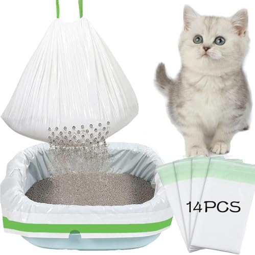 14count Cat Litter Box Liners 37"x18" Large Cat Litter Bags with Drawstring by LYCRAFTS