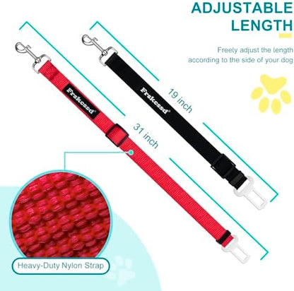 2 PCS Dog Seat Belt for Car Frskcssd Adjustable Dog Car Harness Heavy Duty Nylon Dogs Safety Seat Belt (Black+Red) - Image 2