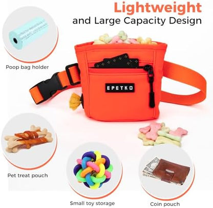 Dog Treat Pouch, Powerful Magnet Closure Device Dog Training Treat Bag Large Capacity Pet Treat Pouch with Poop Bag Dispenser Treat Bag for Dog Training with Metal Waistband Clip (Orange) - Image 4