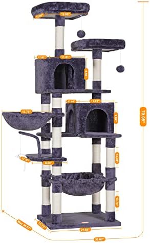 Heybly Cat Tree, 70 inches Tall Cat Tower for Indoor Large Cats HCT032G - Image 3