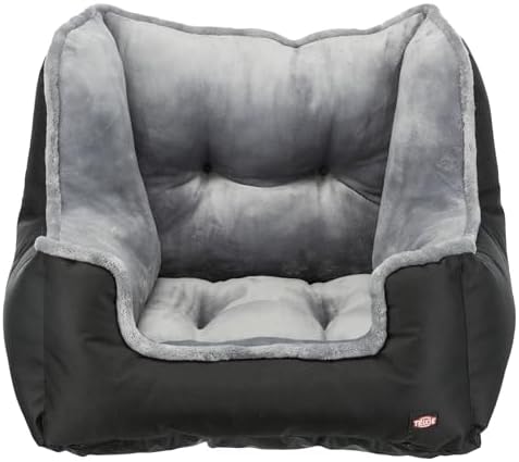 Trixie Deluxe Dog Car Booster Seat 19.7 x 19.7 x 15.7 in with Safety Tether & Secure Belt Installation - Elevated Travel Bed for Small Dogs with Removable Cushion by TRIXIE