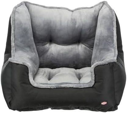 Trixie Deluxe Dog Car Booster Seat 19.7 x 19.7 x 15.7 in with Safety Tether & Secure Belt Installation - Elevated Travel Bed for Small Dogs with Removable Cushion by TRIXIE