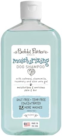 Bobbi Panter Oatmeal Dog Shampoo Aloe Vera, Chamomile & Rosemary – Moisturizing Natural Formula for Dry Skin, Tear-Free, 30:1 Concentrate, Made in USA, 14 oz by Arkwright
