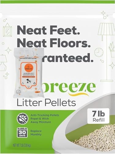 Cat Breeze Cat Litter Pellets, Refill 7 Pounds with Aurora Pet Wipes by AuroraPet%C2%AE