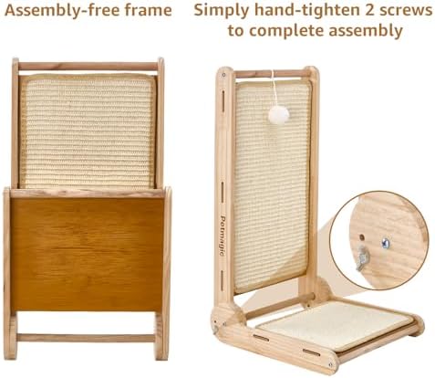 Solid Wood cat Scratching Post, 3-in-1 Adjustable Angles (90°/130°/150°), cat Scratcher Replaceable sisal pad, no Assembly Required, cat Scratch Furniture Protector. - Image 2