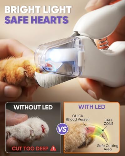 CATPICK 2-in-1 Cat Nail Clippers & Dog Nail Clippers Trimmers for Large Medium Small Dogs Cats Claw Trimmer Quick Sensor and Safety Guard USB Rechargeable with 2 LED Lights Dogs Nail Trimmer - Image 4