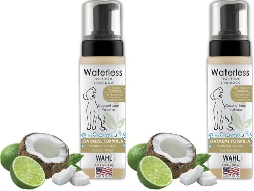 Wahl Waterless Shampoo for Animals, No Rinse | Oatmeal & Coconut Lime Verbena | Conditioning & Detangling | For Dogs, Cats & Horses | 7.1 Oz by Wahl
