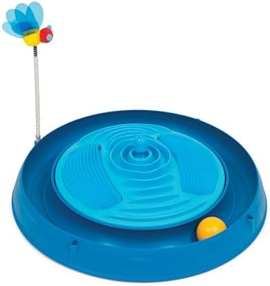 Catit Play Circuit Ball Cat Toy with Scratch Pad, Catnip Toy, Blue, 43001 by Catit