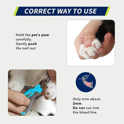 WePet Pet Nail Clippers U07.1, Professional Claw Trimmer, Bended Scissor Special for Cats, Kittens, Dogs, Puppies, Small Animals, Grey/Maya Blue - Image 6