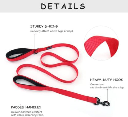 Wagtime Club Heavy Duty Double Handle Dog Leash for Large Medium Small Dogs - Image 2