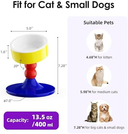 Ceramic Elevated Raised Cat Bowls,Cat Food Dish with Stand, 3 Height Adjustable Raised Dog Bowl Stand for Small Dogs Cats, Adjusts to 4.69", 5.98", 7.28" (Red & Blue) - Image 2