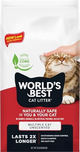 World's Best Cat Litter, Multiple Cat, Unscented, Odor Control, 15 lb Bag by WorldsBestCatLitter
