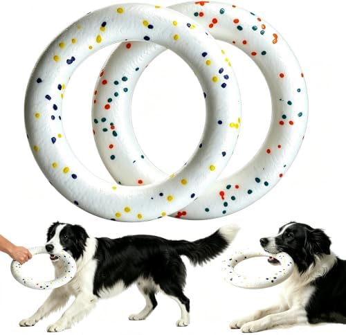 2 Pack Dog Ring Toys for Outdoor Play, Durable Soft Flying Disc for Throwing Catching Grabbing, Water Floating Dog Frisbee Fetch Toy Training Ring Tug of War for Medium Large Breeds (9.0") by Unknown