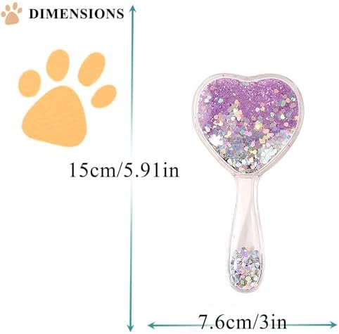 Soft Dog Grooming Brush, Pet Massage Hair Brush - Glitter Purple - Image 2