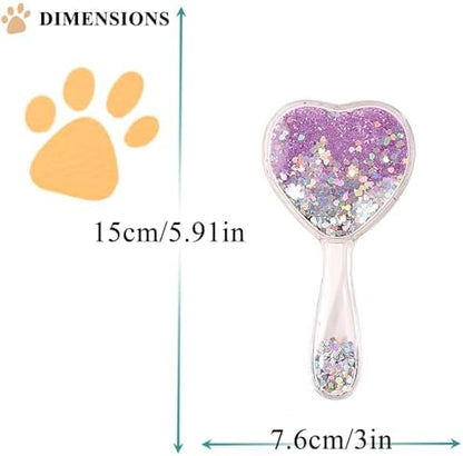 Soft Dog Grooming Brush, Pet Massage Hair Brush - Glitter Purple - Image 2