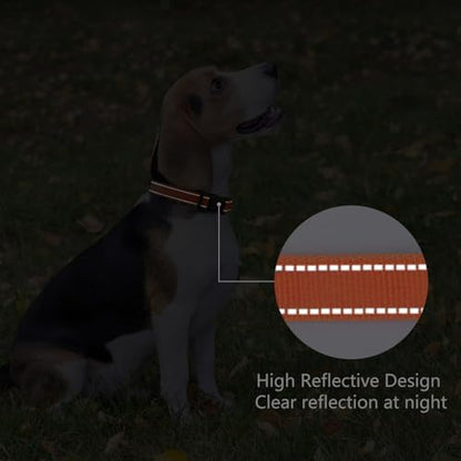 Reflective Dog Collar, Adjustable Nylon for Medium Dogs,Tangerine - Image 5