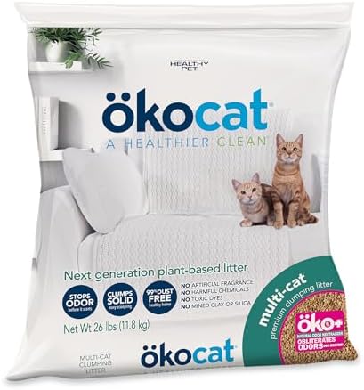 ökocat Multi-Cat Natural Wood Clumping Cat Litter, Odor Control, 26 Lbs by okocat