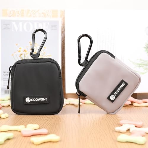 2 PCS Waterproof Small Dog Treat Bag for Leash, Hands Free Dog Walking Bag with Carabiner, Dog Poop Bag Holder for Pet Puppy Travel or Outdoor Use, Zipper Closure to Avoid Spilling - Image 2