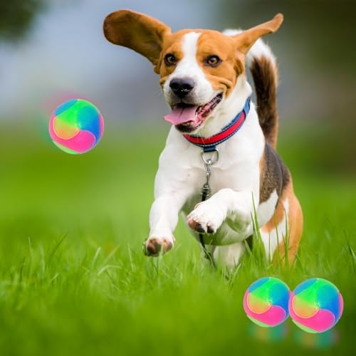 2 pcs Large Light Up Dog Balls Flashing Elastic Ball Bouncy Glow in The Dark Interactive Jumping Blinking Dog Ball Pet Toys for Golden Retriever,Labrador,Large Dogs - Image 2