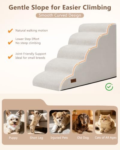 Aodisman Dog Stairs for High Beds,5 Step Pet Ramp for Dogs and Cats,22.4" H - Image 3