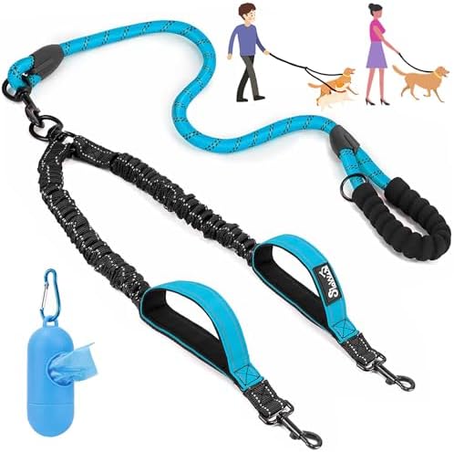 Lukovee Double Dog Leash, Reflective Heavy Duty Lead, No Tangle by Lukovee