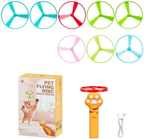 JIARON Interactive Rechargeable Cat Fetch Toy Disc Launcher, 8 Flying Discs Hunting Enrichment Toys for Indoor Outdoor Bored Kittens & Adult Cats, Cat Boredom Relief - Image 2