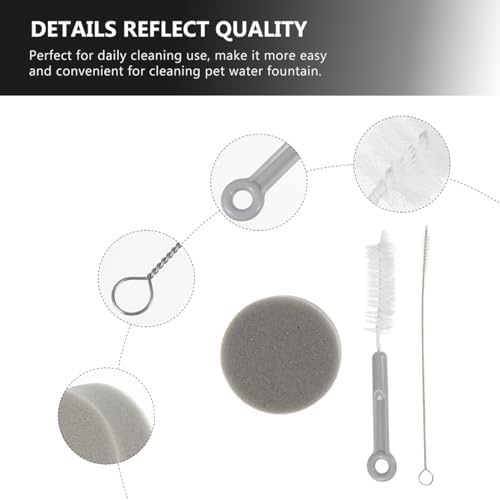 Milisten Pet Fountain Cleaning Kit Cat Water Fountain Cleaning Tools with Long Handle Brush and Sponge for Dog Drinking Dispenser Reach Tight Areas Daily Pet Water Cup - Image 5
