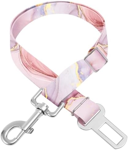 Adjustable pet cat and Dog car seat Belt，The Lanyard is Flexible and Adjustable from 20 to 33 inches (Pink Marble) by Unknown