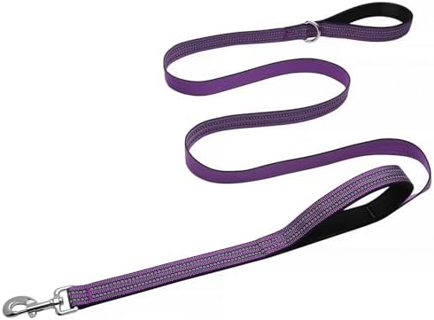 Hikiko 6FT Double Handle Traffic Dog Leash Reflective,Purple by Hikiko