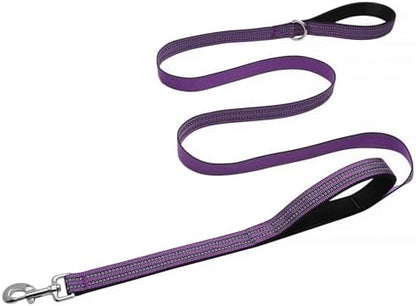 Hikiko 4FT Dog Leash with 2 Padded Handles Reflective,Purple by Hikiko