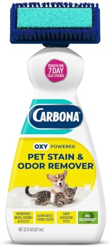Carbona 2-in-1 Oxy-Powered Pet Stain & Odor Remover (22 Fl Oz, 1 Pack), Carpet Spot Cleaner Removes Urine Odor, Lifts Mud & Vomit Stains, Prevents Resoiling by Carbona