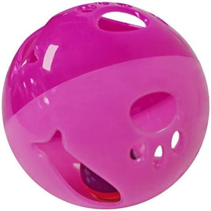 Large Cat Ball Toy with Bell – Interactive Rolling Design for Active Play – Sturdy Plastic Cat Toy Ball that Stays Visible During Play – Pink 1 Pack for Cats, Kittens, and Small Pets